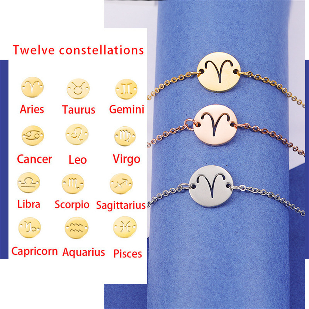Leo 12 Zodiac Sign Constellation Charm Bracelet Gold Color Stainless Steel Hand Chains For Women Jewelry Birthday Gifts 2022