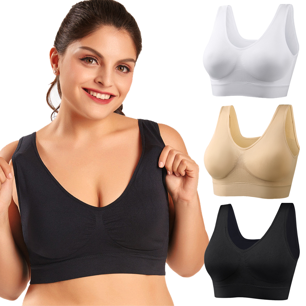 Sports Bra Push Up Wireless Plus Size Bras Double Layer Seamless Yoga Fitness Lingeries No Steel Ring Underwear Gym Running Bras