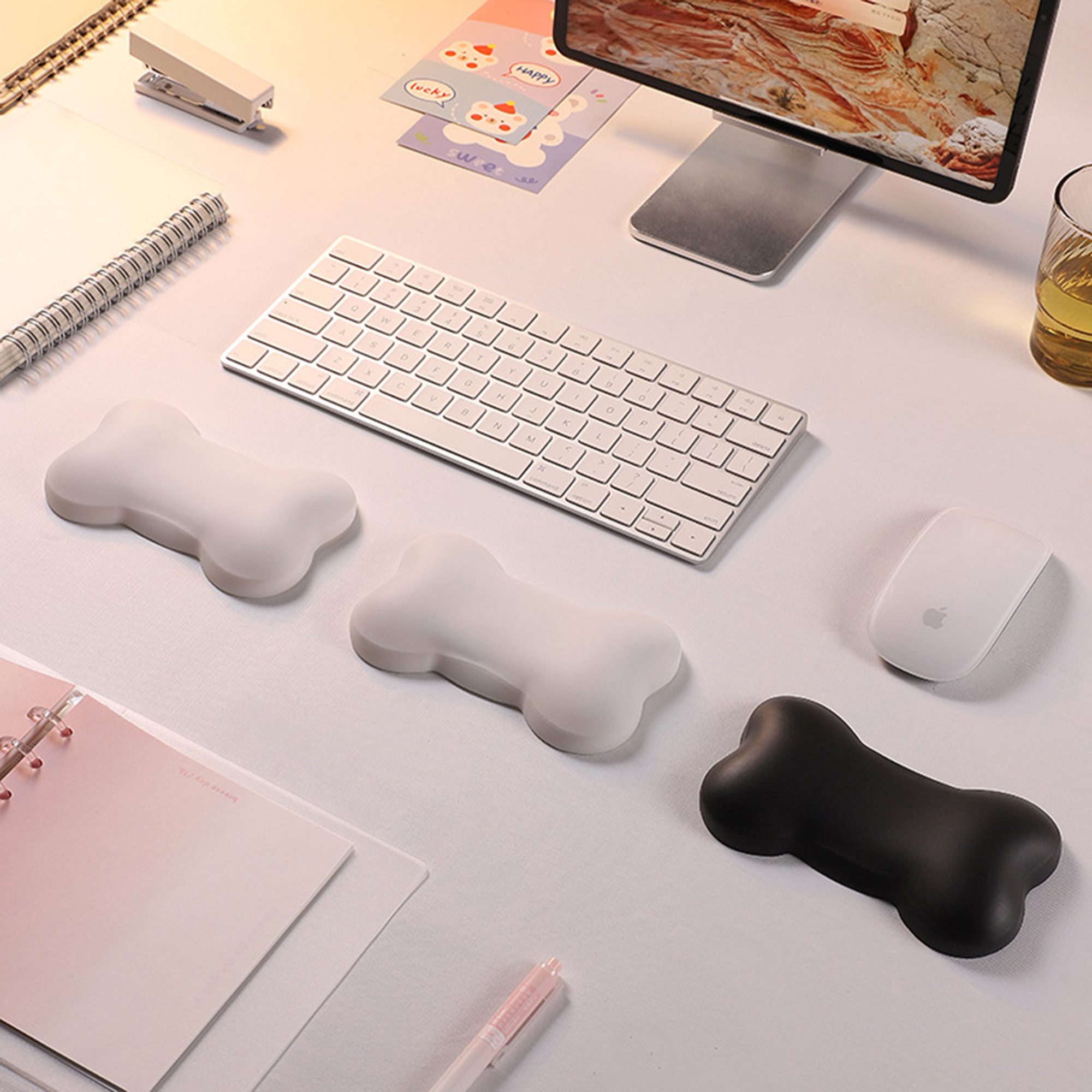 New Leather Texture Creative Shape Silicone Wrist Rest, Ergonomic Comfort Wrist Support Pad for Office Home Gaming