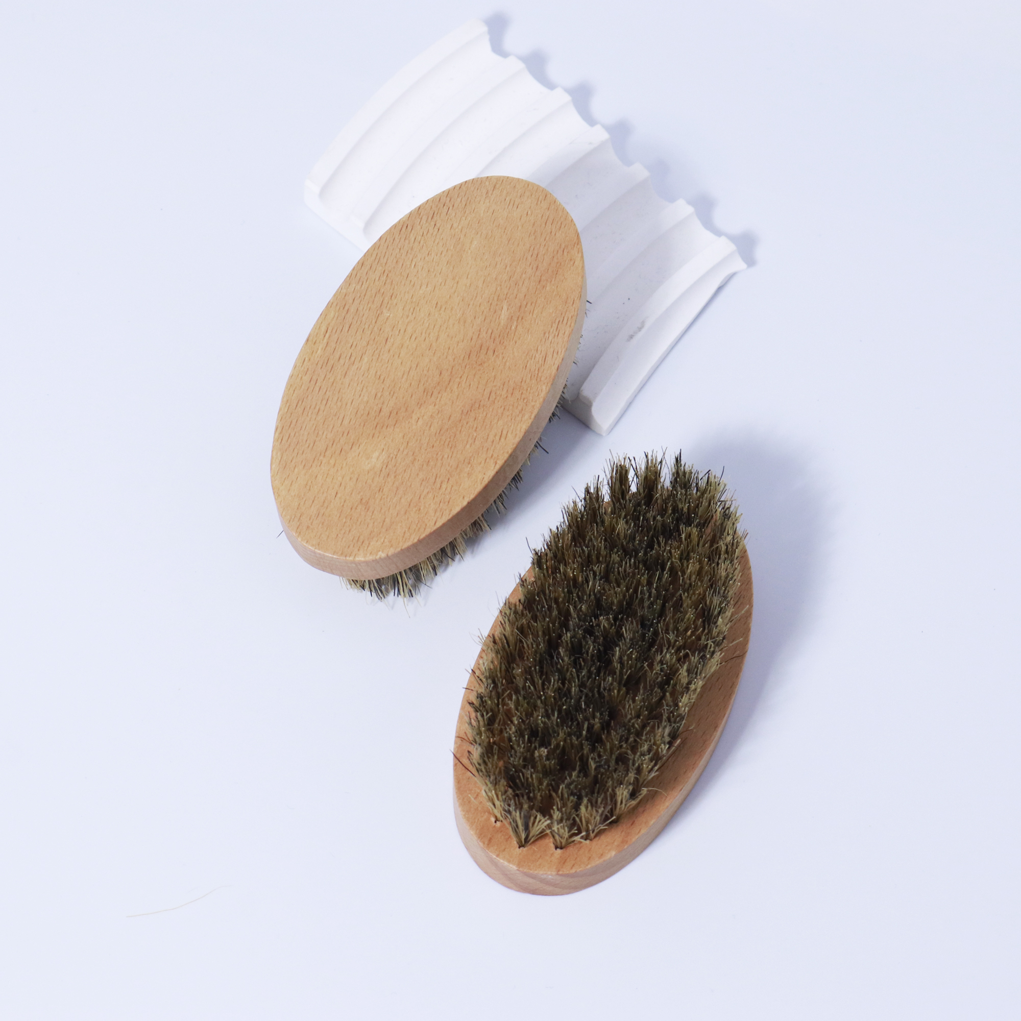 Wooden beard brush, oval wooden base beard brush, natural mane beauty tool, compact travel size,Special for real hair