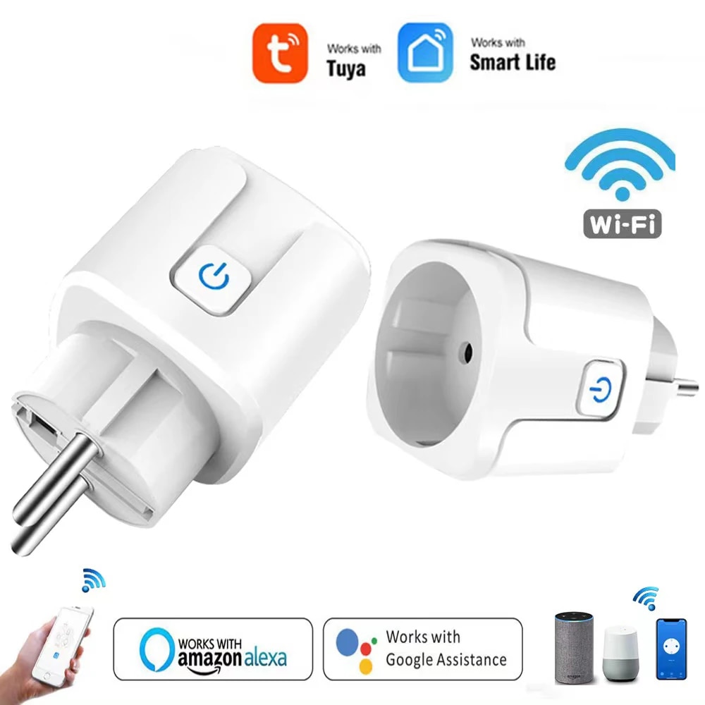 WiFi/Zigbee Smart Plug EU Socket Power Monitor Timer Function Smart Home Control Supports Tuya Alexa Home Assistant