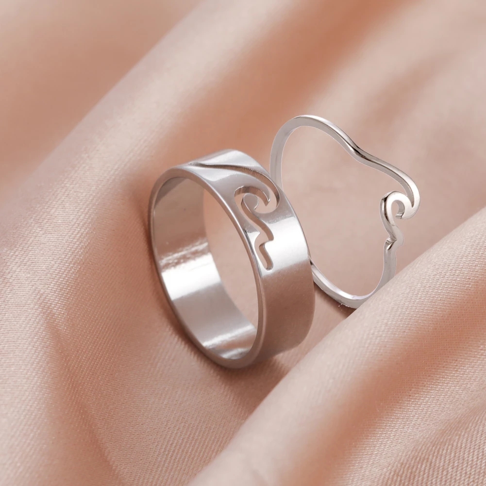 Cazador Simple Fashion Irregular Wave Dating Ring Couple Rings for Women Men Stainless Steel Jewelry Wedding 2024 Trend