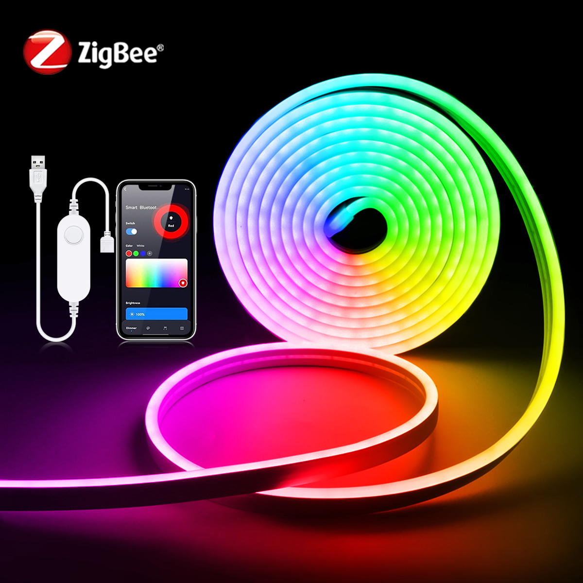 ZigBee Wifi LED Strip Smart Tuya Neon Light 5V USB Waterproof LED Tape With Dimmable Dimmer Home TV Backlight Decor Alexa Lamp