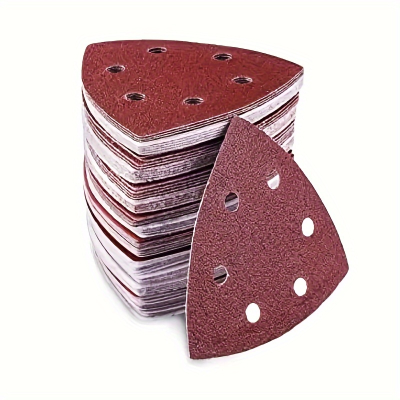 60pcs Triangle Sanding Pad, Mouse Sanding Pad 6 Hole Sandpaper 60/80/120/180/240/320 Grinding for Delta Sanders/Multi-Sanders