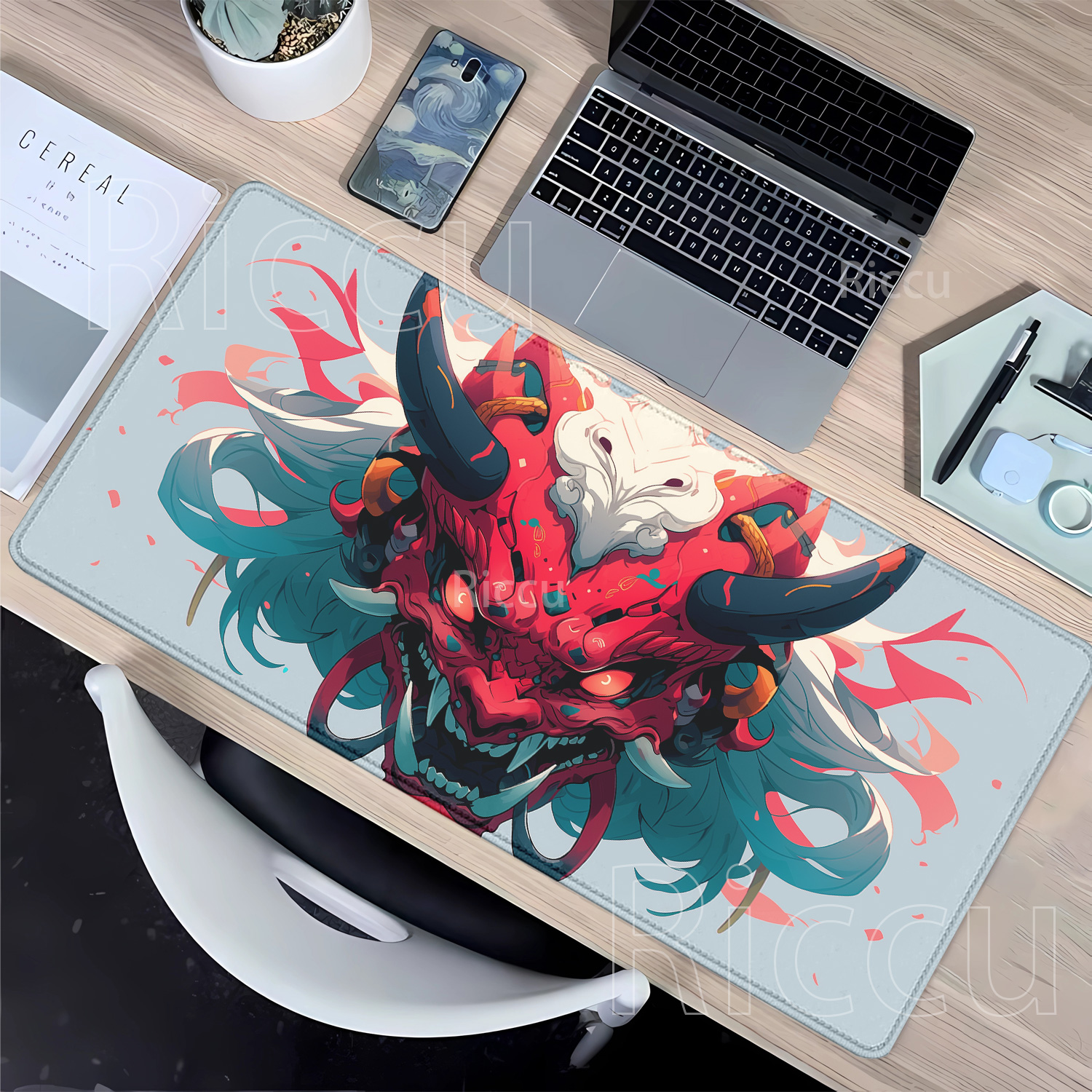 XXL Mouse Pad Ghost Face Non-slip Gamer HD Printing Samurai Devil Mask PC Gaming office Accessorie Computer overlock Desk Mat