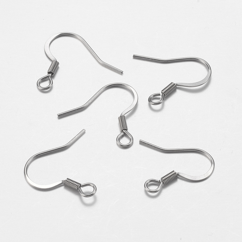 50pcs 316 Surgical Stainless Steel French Earring Hooks with Horizontal Loop Flat Earring Hooks Stainless Steel Color