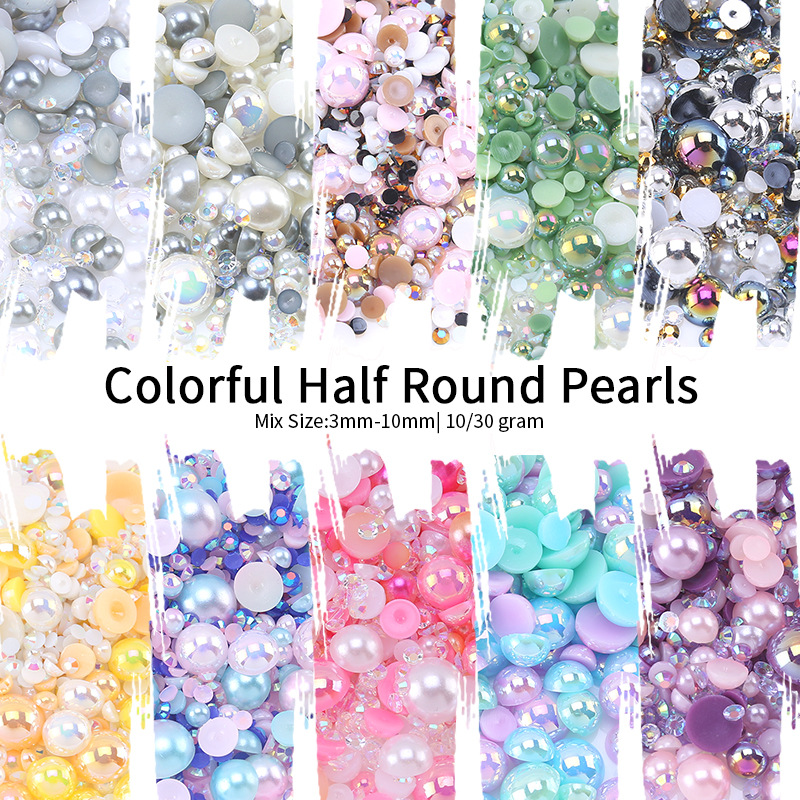 One Bag Japanese Mixed Kawaii Half Round Pearl Resin Nail Art Charms 3D Fashion Cartoon Nail Decoration DIY Manicure Accessories nike ja 3