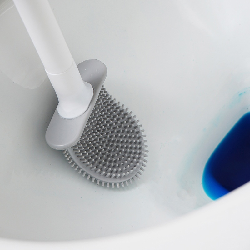 1PC Silicone Wall Hanging Long Handle Toilet Brush - Durable Easy to Clean Bathroom Cleaning Tool for Toilet