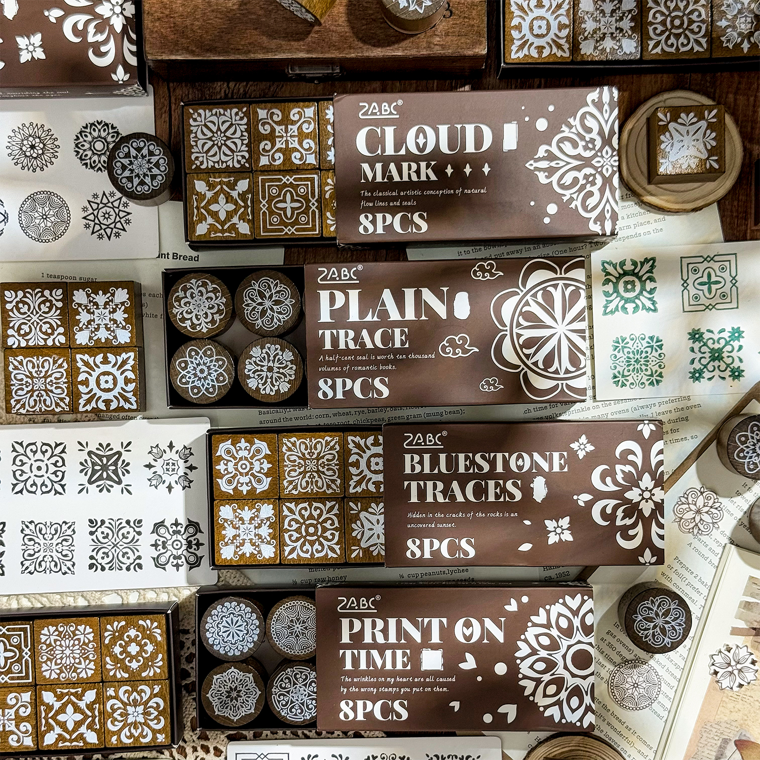 TIANZI Vintage Wood Children Seal 8/32 pcs Creativity Wood Stamps Hand Account Scrapbook Supplies Label Aesthetics Decor