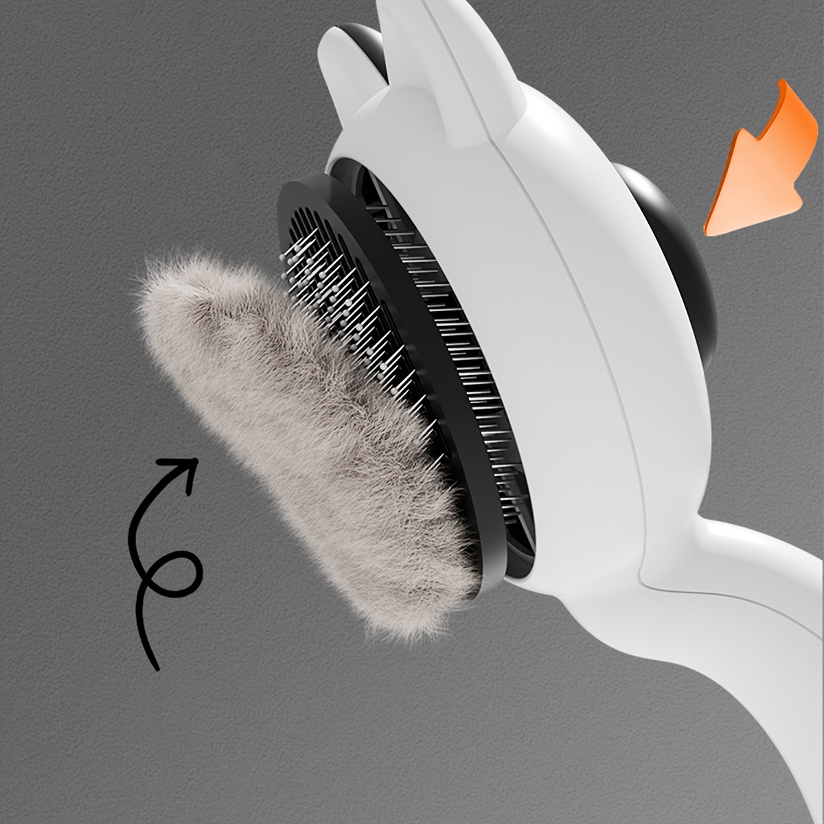 1Pc Cat Ear Comb Stainless Steel Needle Massage Cleaning Comb Dog Hair Removal Brush with One-Click Self-Cleaning Function
