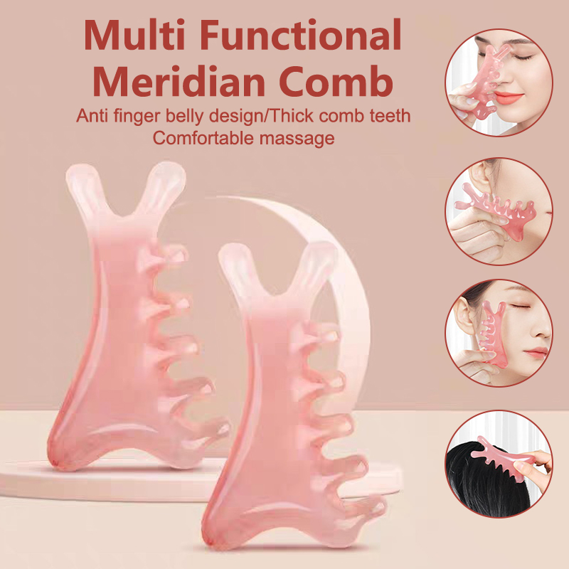2Pcs Body Meridian Massage Comb Plastic Five Teeth Wide Tooth Comb Blood Circulation Antistatic Smooth Hair Comb