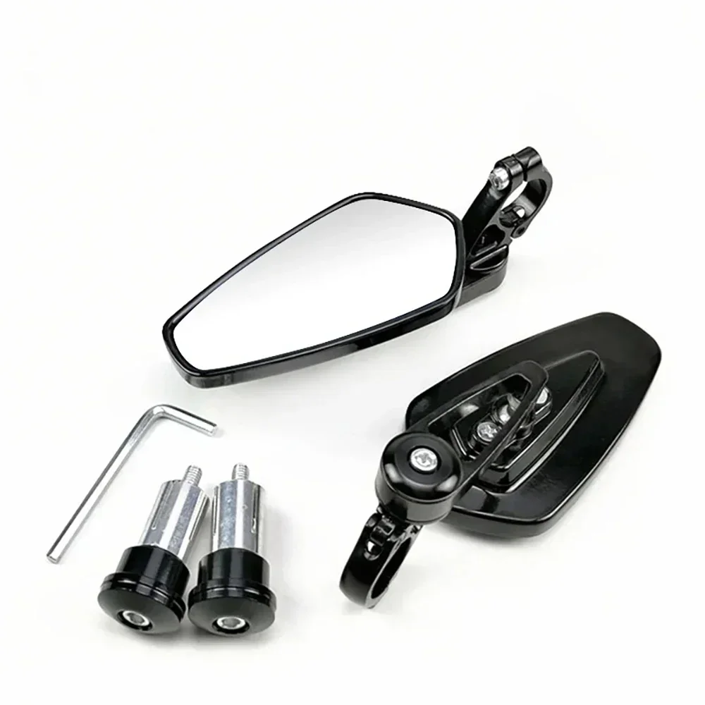 Universal Look Motorcycle Rear View Mirrors Round 7/8" Handle Bar End Motorbike Side 2Pcs/Pair