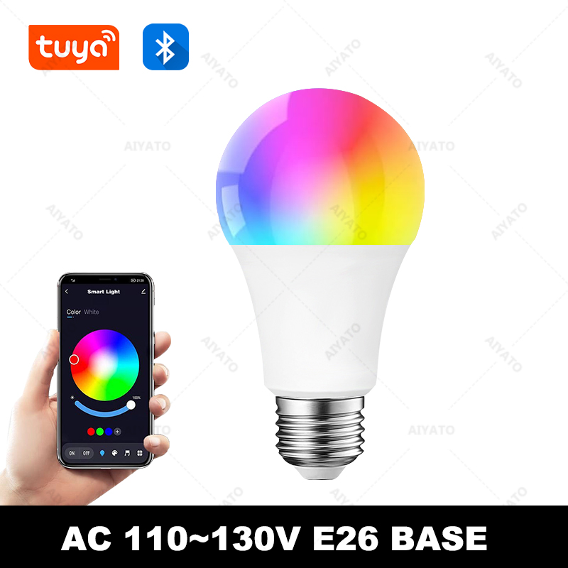 E26 AC110-130V Tuya Bluetooth LED Bulbs 9W Smart Life APP Control Dimmable RGBCW Color Change Bedroom Mexico, United States
