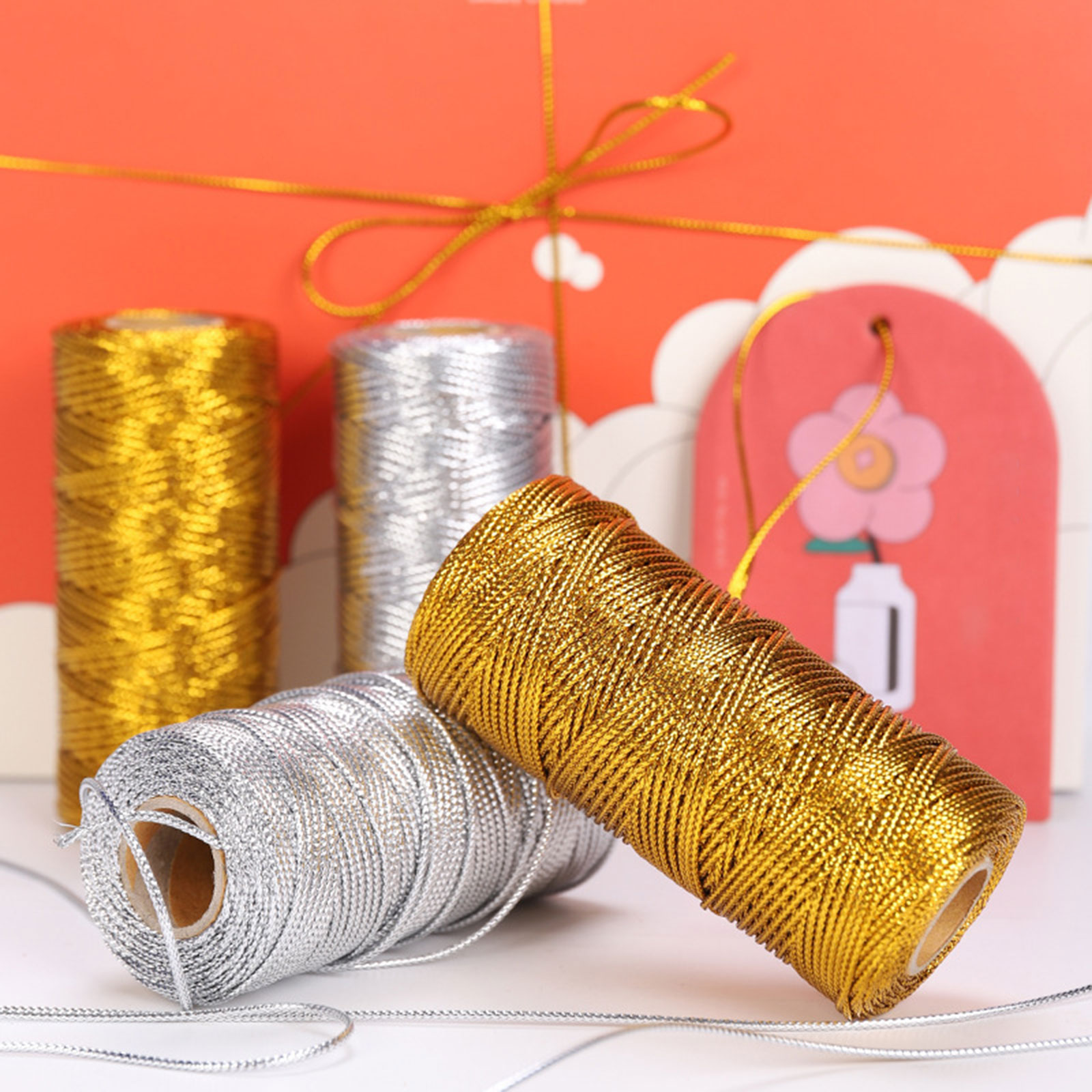 1.5mm 100m Gift Wrapping String Multifunctional DIY Crafting Gift String For Holiday Christmas New Year Gift Packaging Thread