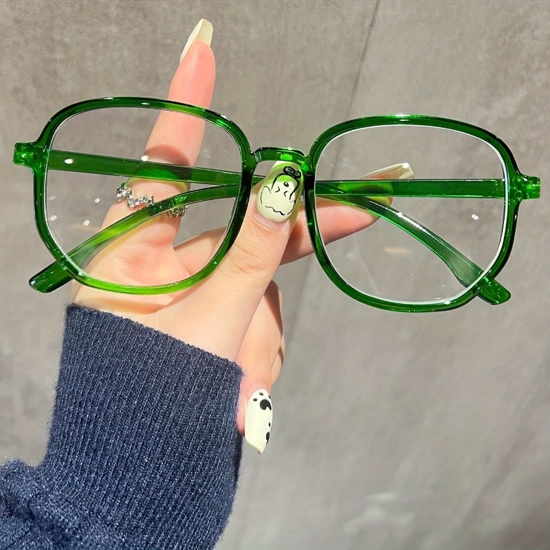1 Piece of Women's Jelly Colored Fashionable Flat Frame Retro Simple Luxury Transparent Irregular Large Face Metal Hinge Glasses