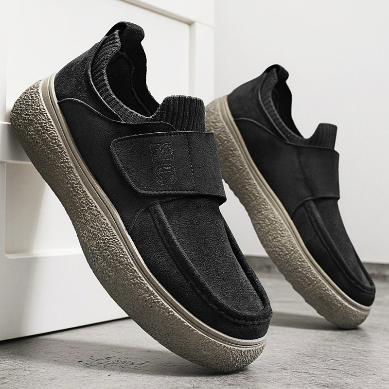 Outdoor Fashion Sports Walking Board Shoes New Fashion Platform Suede Leather Mens Casual Shoes High Quality Men's Thick Bottom