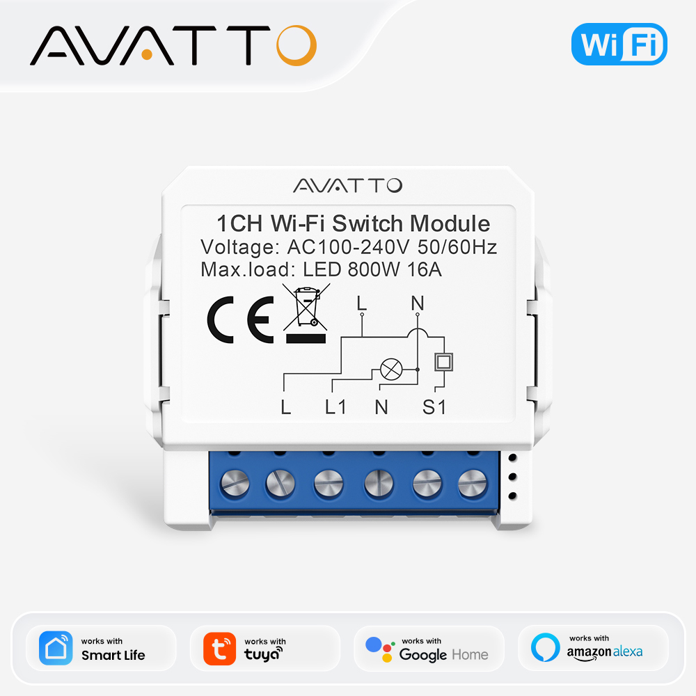 AVATTO Tuya WiFi/Zigbee Smart Switch Remote Control 1ch Relay Module 24V 220V Dry Contact for Light Motor Alexa Home