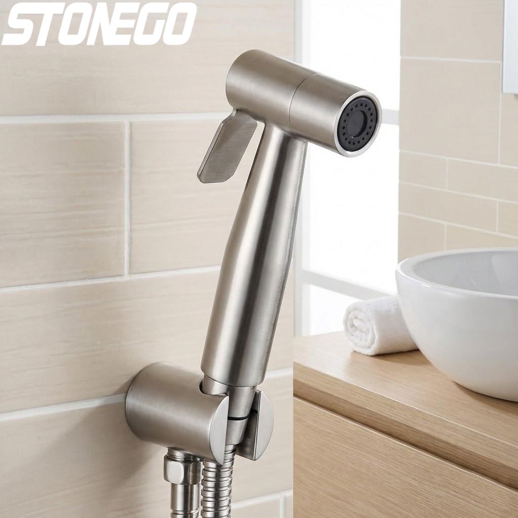 Portable Stainless Steel Handheld Bidet Shower Head Faucet Home Bathroom Sprayer Self Cleaning Adjustable Pressure