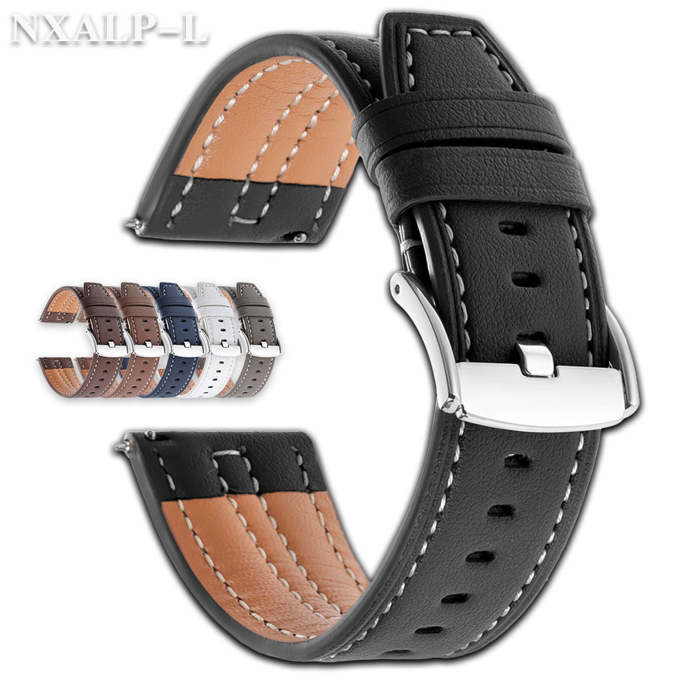 Leather Watch Strap 22mm for Samsung Galaxy Watch 7/6/5/4 40 44mm Wristband for Huawei Watch Gt5/Gt4 46mm Bracelet Quick Release