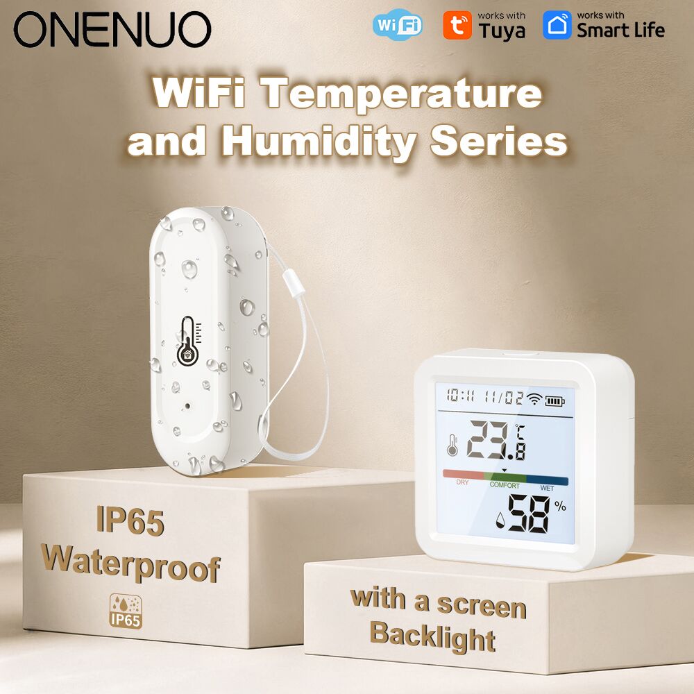 Tuya WIFI with/No LCD Display Temperature and Humidity Sensor Indoor or Outdoor Thermometer Support Alexa Assistant