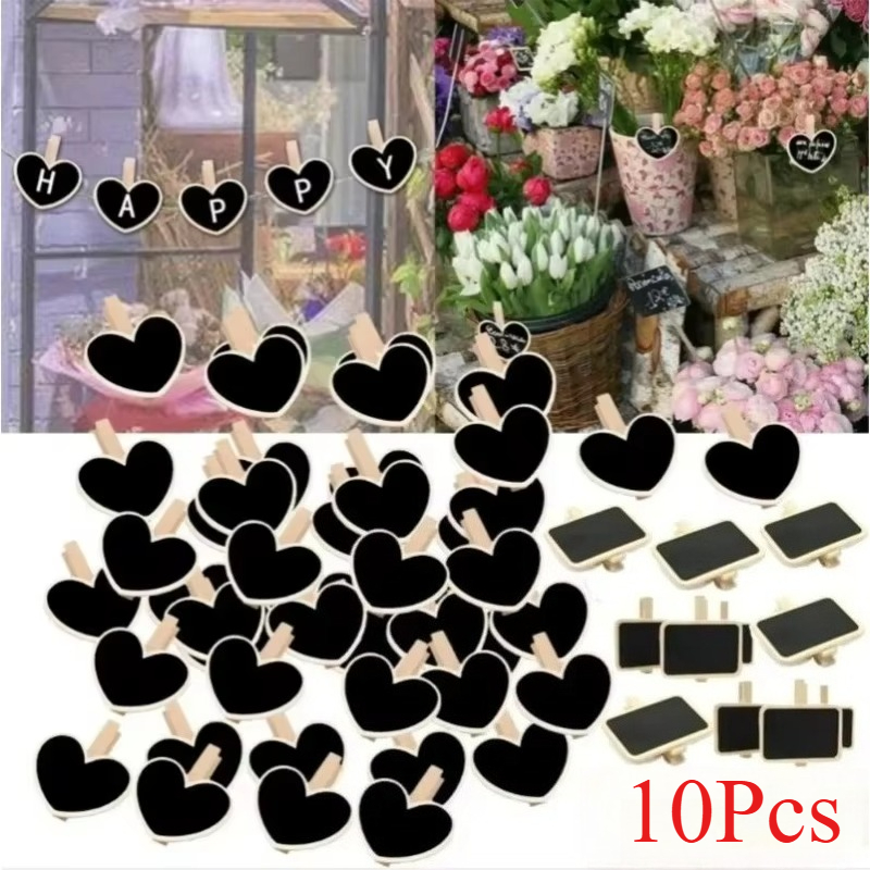 10Pc Mini Wooden Blackboard Clip Creative Writing Message Small Blackboard Clip Price Tag Note Clip Party DIY Decor Message Clip