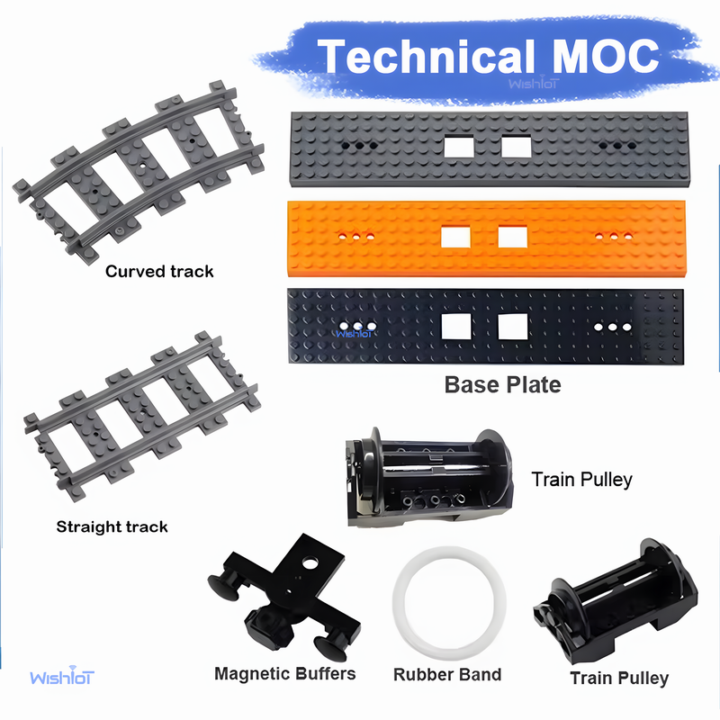 Train Building Blocks Railroad Facilities Train Base Plate Track Motor Technical Parts Multi Power Functions Tool PF Model Sets