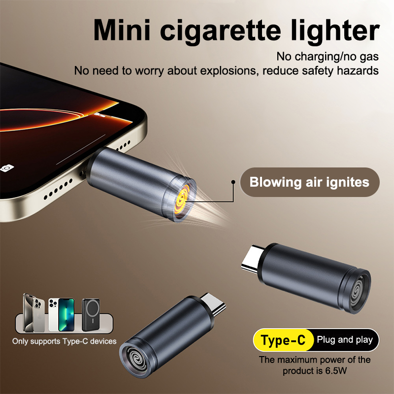 Type C Mini Light - , Auto Shut-Off | No Battery/Flame, Portable Safety Light for Air Travel & Outdoor