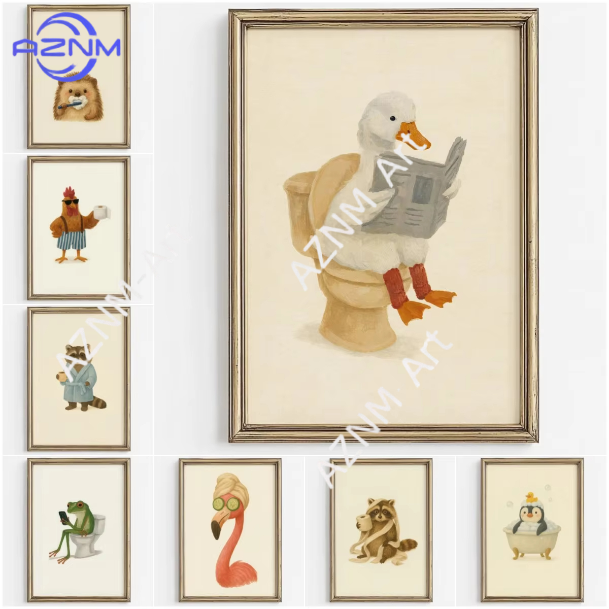 1PC ，Cute Animal Bubble Bath Wall Art Cute Bathroom Animal poster Kids Funny Toilet Paper Animal Print Nursery Bathtime Bath