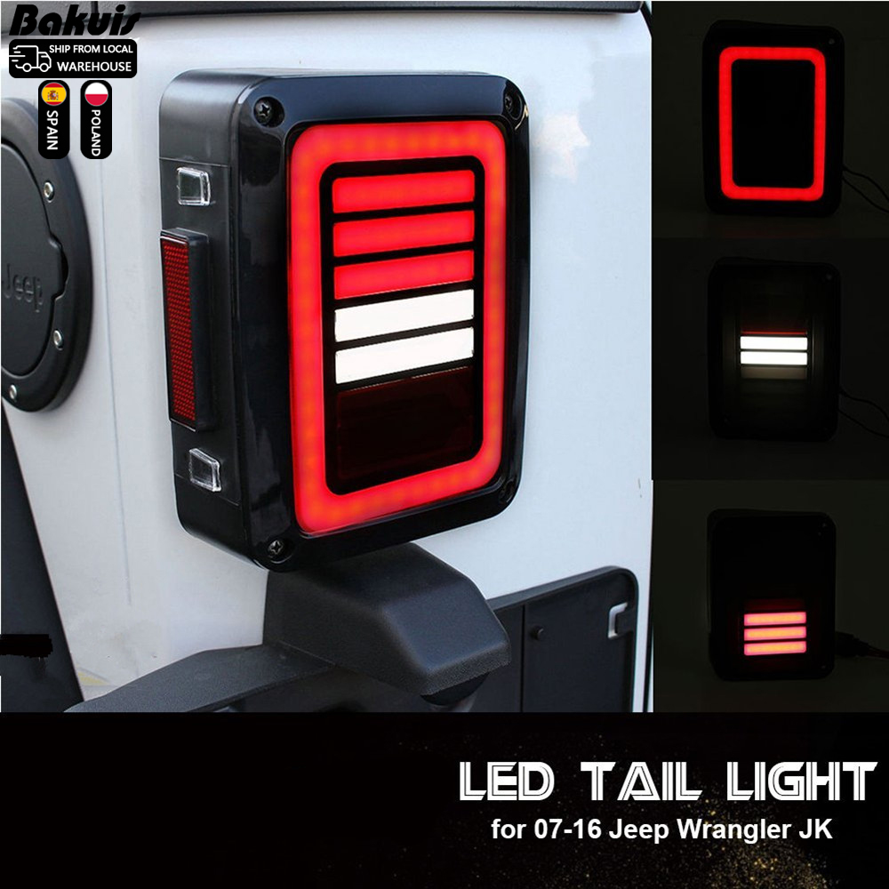 LED Tail Lights Smoke Lens For Jeep Wrangler 2007-2017 JK JKU With Break Back Up Light Reverse Turn Parking Signal Lamp Assembly