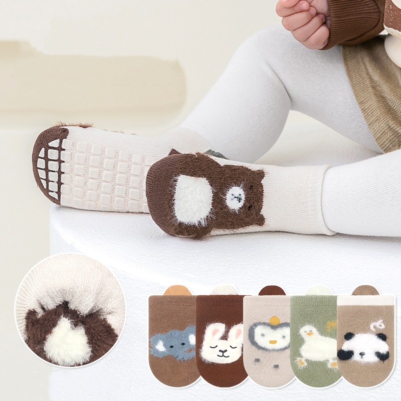 0-5Years Baby Toddler Girl Boy Socks Anti Slip Newborn Socks For Girls Boys Winter Thick Warm Soft Cartoon Print Children's Sock