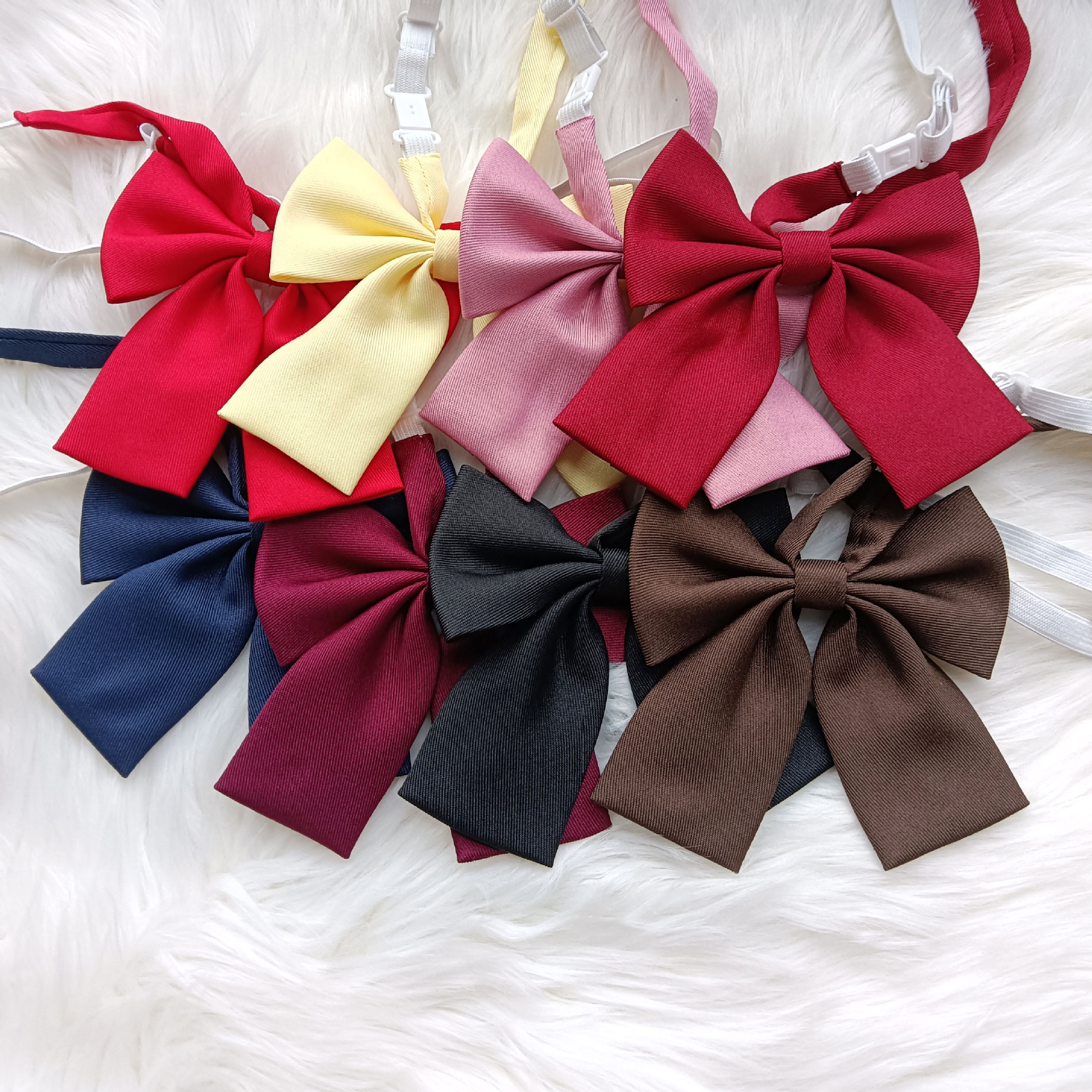 Solid Color Bright Bow Tie Cute Bow Tie for Boys and Girls Simple Daily Student Uniform Bow Tie College Style Flat Angle Bow Tie