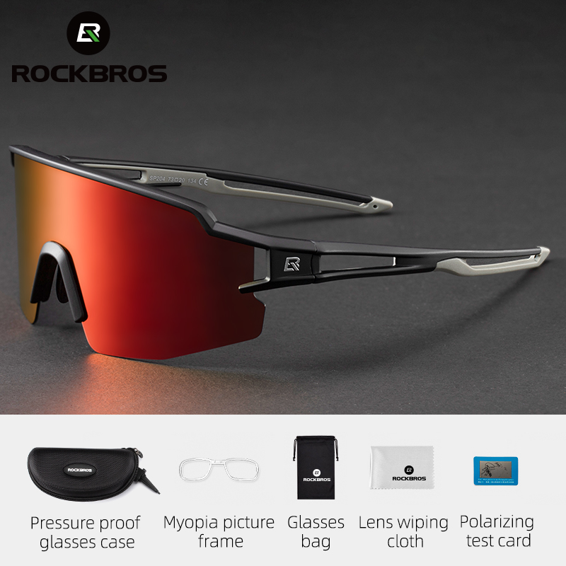 ROCKBROS Polarized Sports Men Sunglasses Road Cycling Glasses Mountain Bike Bicycle Riding Protection Goggles Eyewear 5 Lens