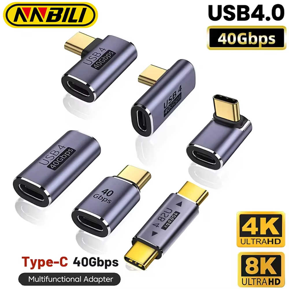 NNBILI USB4.0 40Gbps OTG C-type Adapter 100W 5A USB C to Type C Fast Charging Converter USB C Data Adapter For MacBook 8K60HZ