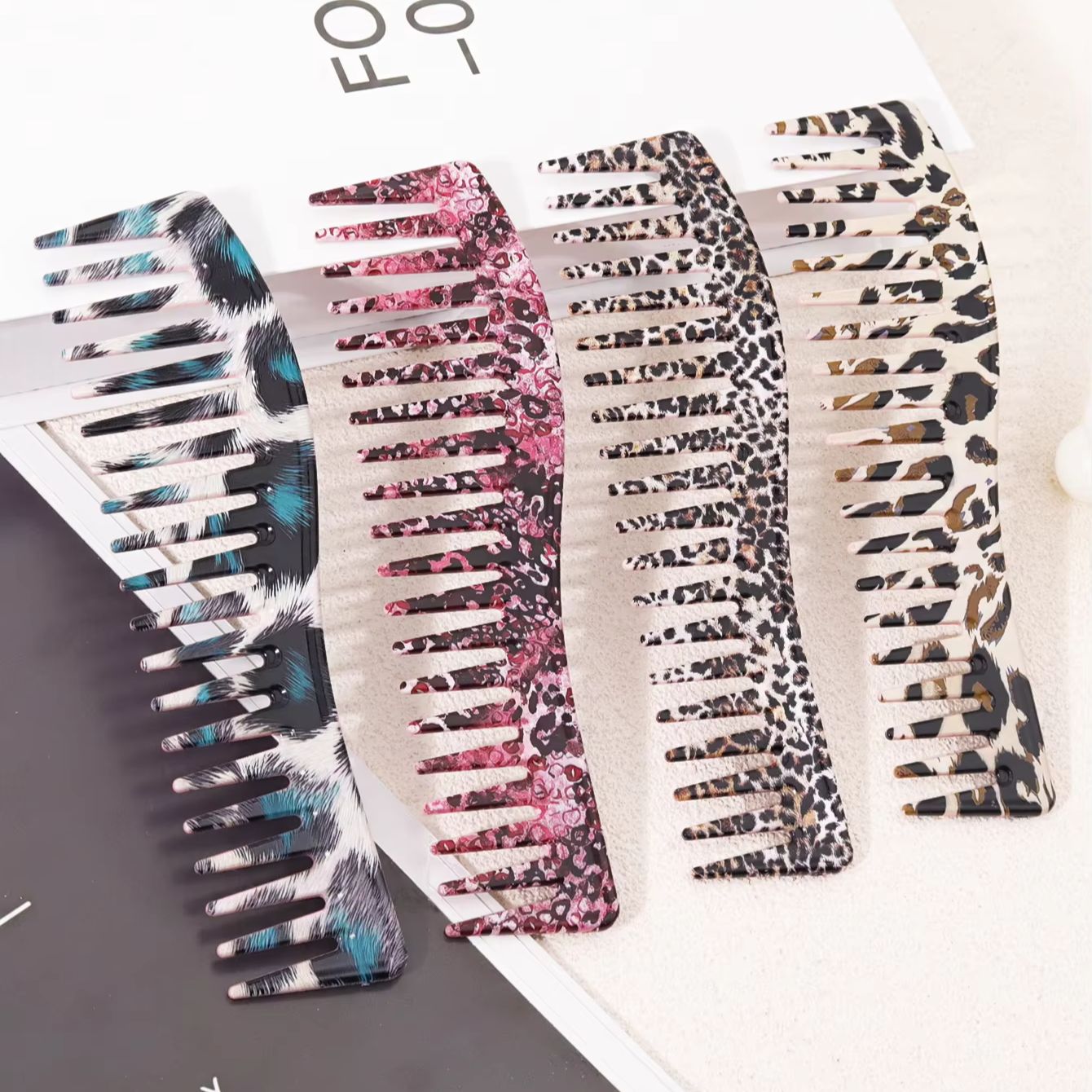 1pc animal pattern styling comb - ergonomic wide toothed comb suitable for all hair types, durable ABS handle