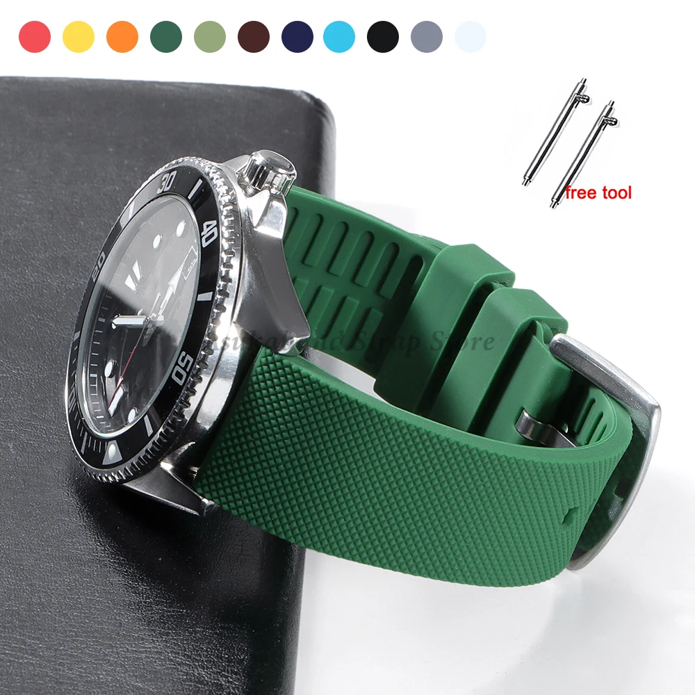 20mm22mm Silicone Sports WatchStrap Quick Release Universal Bracelet for Rolex Wristband for Seiko for IWC Replacement Watchband