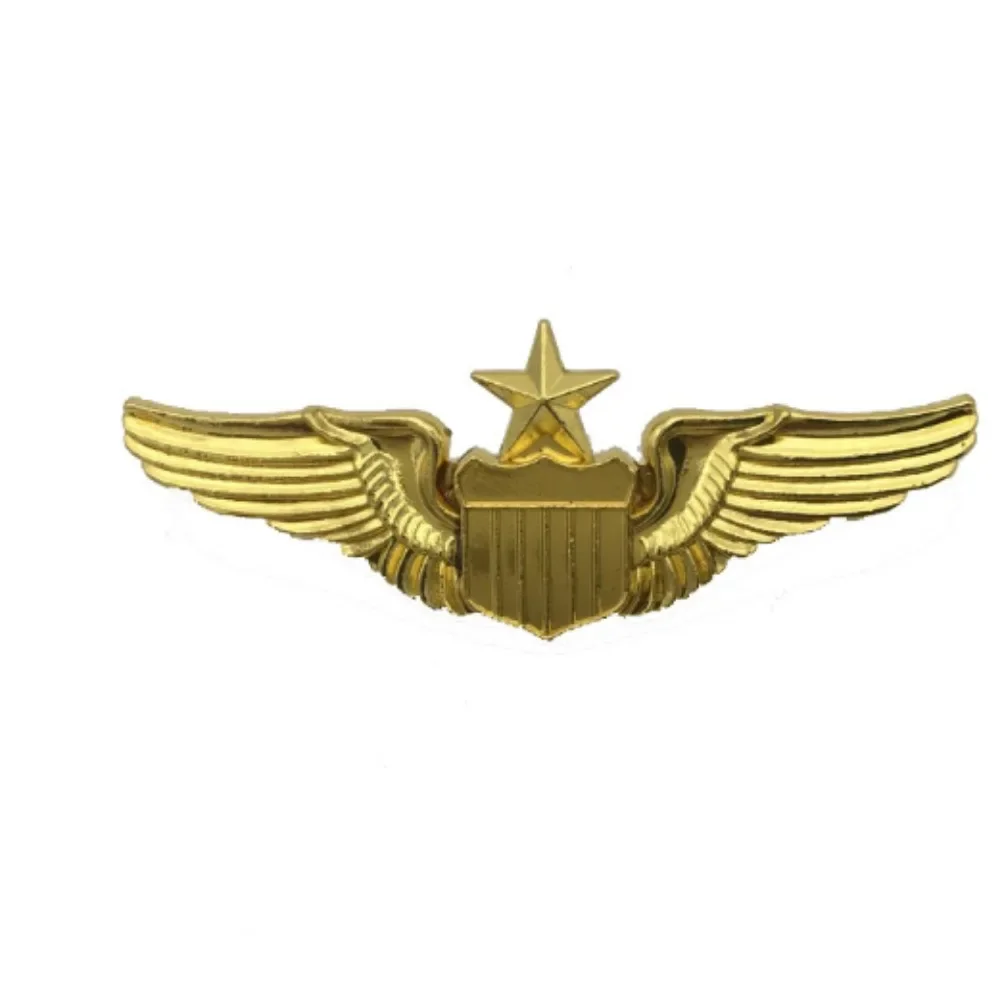 New 1pcs Pilot Wing Badge Gold Metal，Electroplated Metal Wing Badge Brooch,Metal Aviator Wings Pin Senior