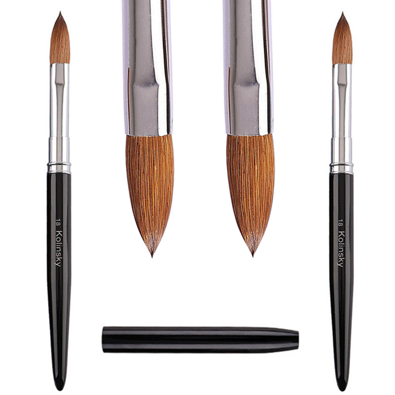 1PCS Black Handle Kolinsky Hair Nail Art Brush Acrylic UV Gel Carving Pen Brush Liquid Powder DIY Nail Painting Drawing Tools