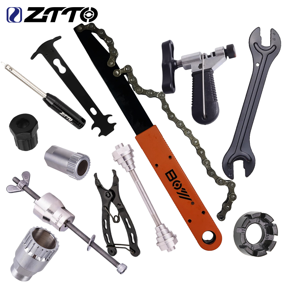 ZTTO Bicycle Tool Cycling Chain Cutter Checker Chainwheel Tool BB Tool Wheel Hub Tool Star Ratchet Spoke Tool Bike Fork Wrench
