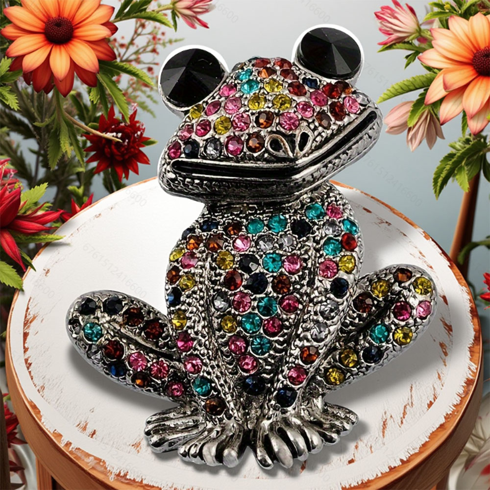 Jeremy Renner Women's Fashion Frog Brooch Cute Animal Mixed Color Rhinestone Insect Design Good for Party