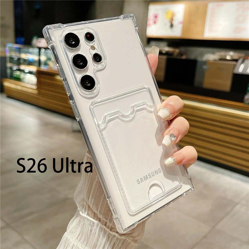 Clear Shockproof Soft TPU Wallet Cover For For S26 Ultra S 26 Plus Card Holder Pocket Clear Case