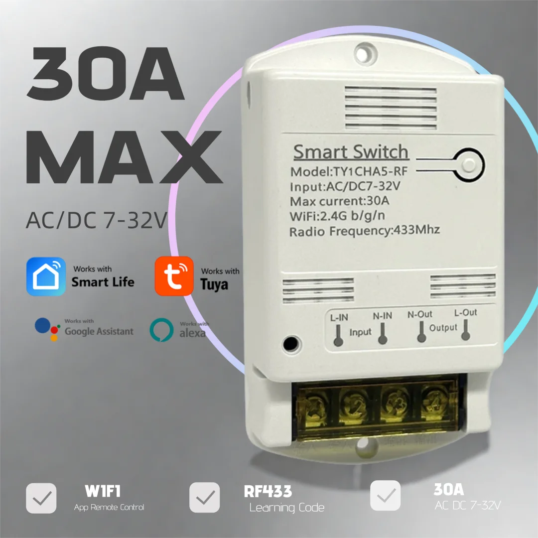 2CH Alexa Smart Switch Tuya Smart Home Remote Control Wifi Switch 220V 7-32V 85-250V 10A RF433 Remote 2CH Pulse Module Relay