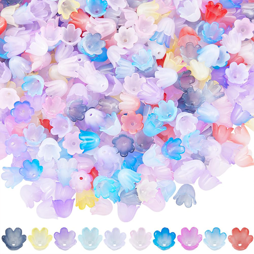 100pcs colorful acrylic flower shaped beads, Beads & Bead Assortments, used for DIY bracelets, necklaces, summer decorative acce