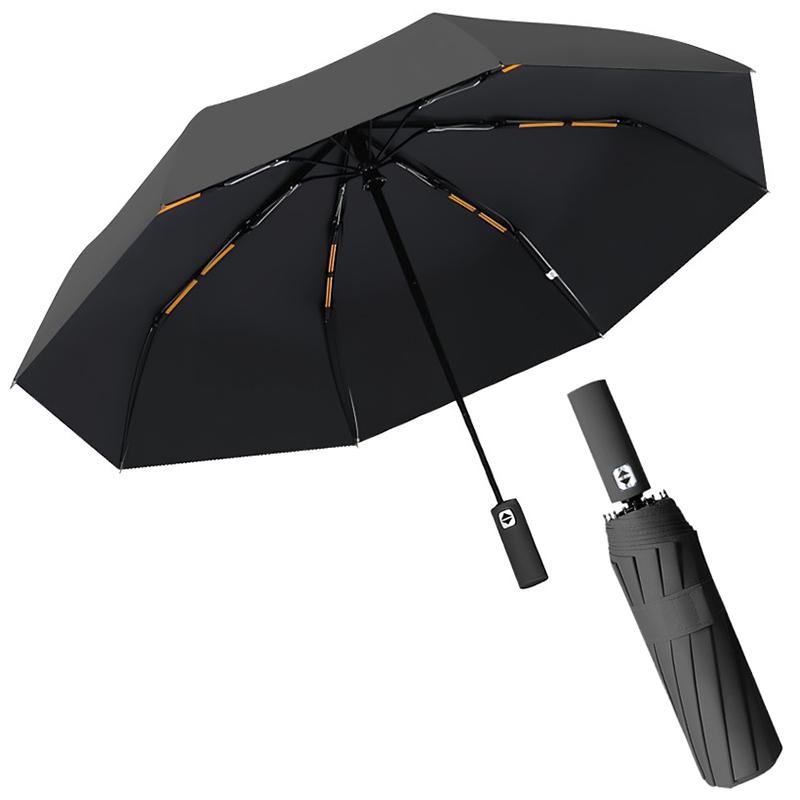 Solid Color 16/24 Bone Automatic Umbrella with Light Collapsible Windproof UV Protection Super Strong Sunshade Portable Design