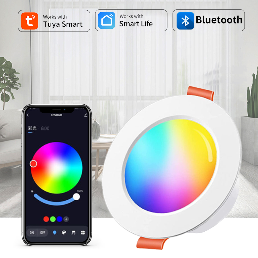5/10pcs 10W Smart LED Downlight Bluetooth Tuya Ceiling Lamp RGB Lamp APP Remote Control Smart Changing light Control