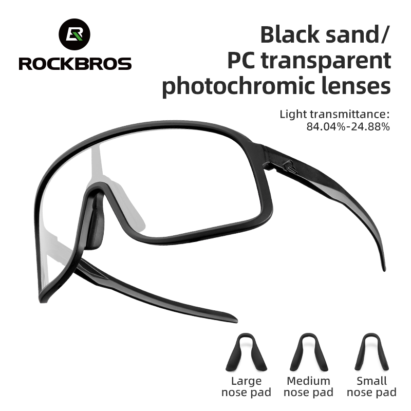 ROCKBROS Photochromic Glasses HD Large-frame Lens Sunglasses MTB Glasses Road Bike Cycling UV400 Goggles Bicycle Sports Eyewear