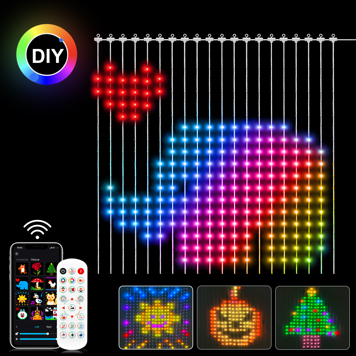 RGB BT APP Curtain Fairy LED String Lights Outdoor Garden Lamp For Birthday Party Halloween,,Bedroom,Wall,Window Decor