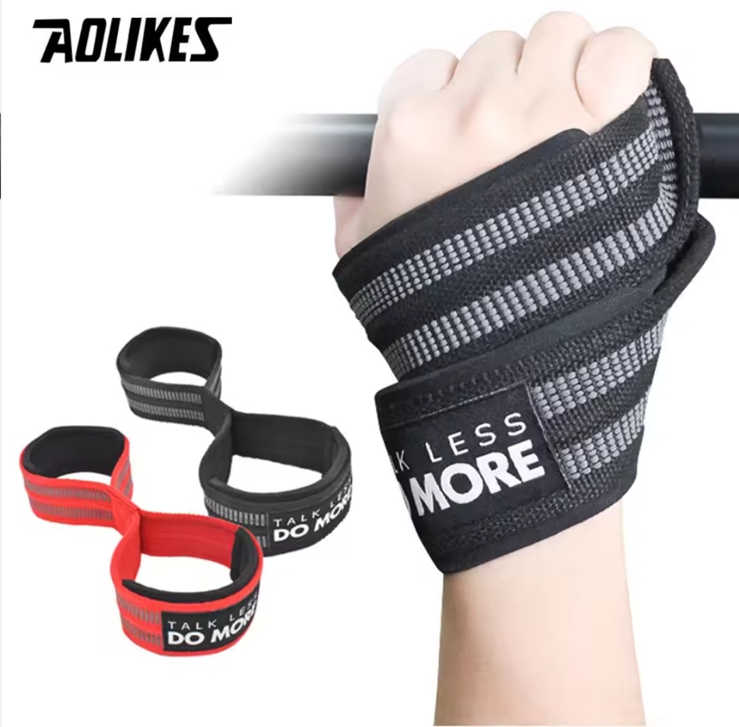 AOLIKES 1 Pair Figure 8 Weight Lifting Straps Weightlifting Powerlifting Sport Gym Fitness Bodybuilding Barbell Wrist Support