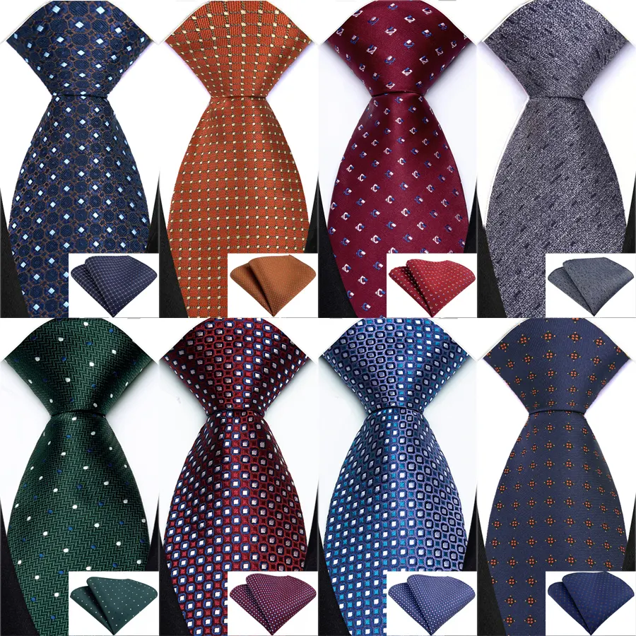 New Design Green Brown Red Necktie Set Polyester Pocket Square Tie Set Classic Polka Dot Tie For Men Daily Wear Shirt Accessor - image 1