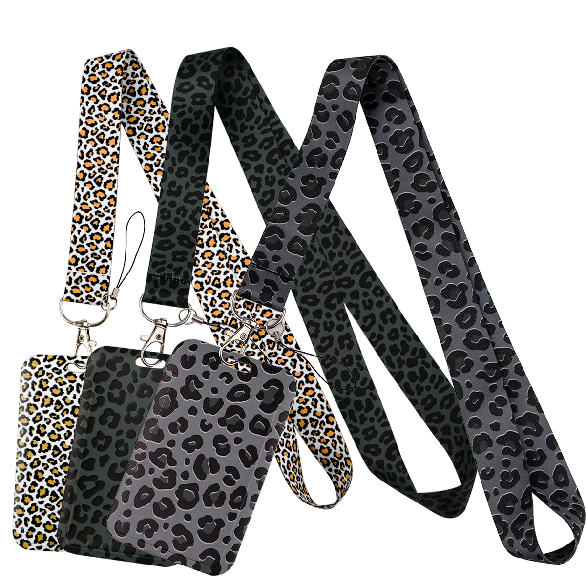 Leopard Print Fashion Lanyard For Keys ID Credit Bank Card Cover Badge Holder Phone Charm Key Lanyard Keychain Accessories Gift