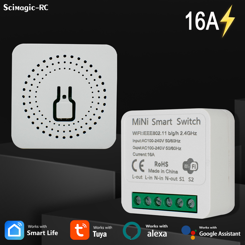 16A MINI Wifi Switch DIY Smart Home Relay Module For Smart Life APP Remotely Timer Work With Tuya Alexa Home Alice